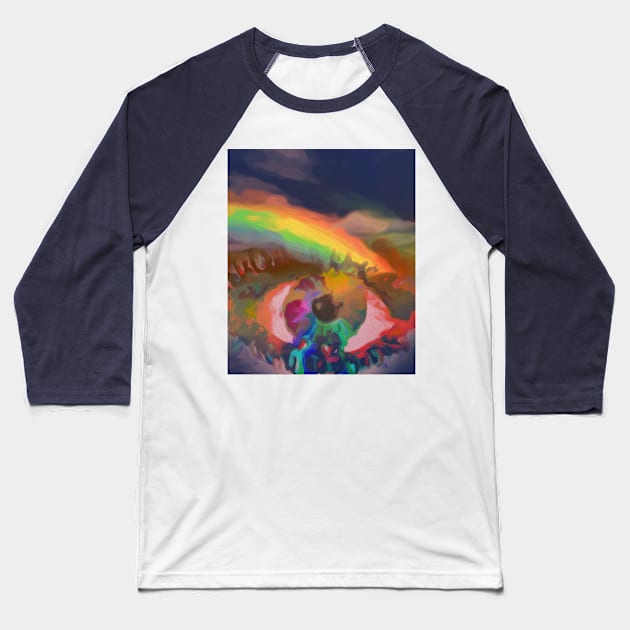 Rainbow Eye Baseball T-Shirt by MONLart